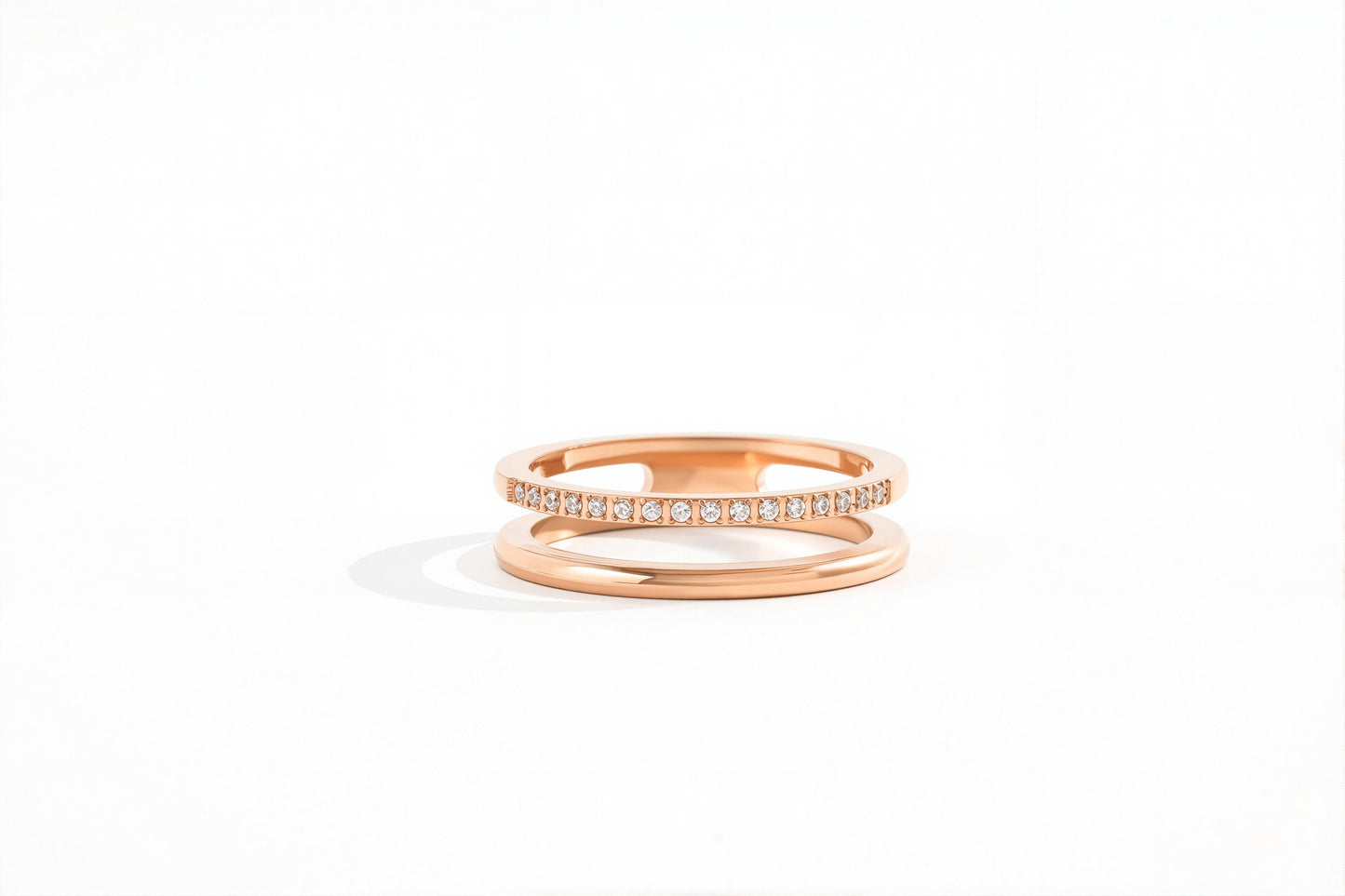 Double Band Pave Ring