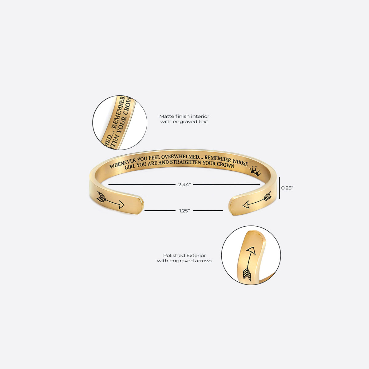 Remember Who You Are and Straighten Your Crown Cuff Bracelet