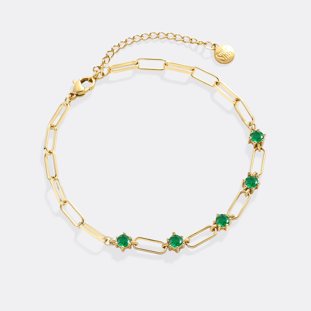 Paperclip Bracelet with Gemstone Accents