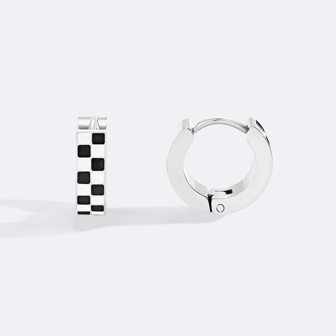 Checkered Hoop Earrings