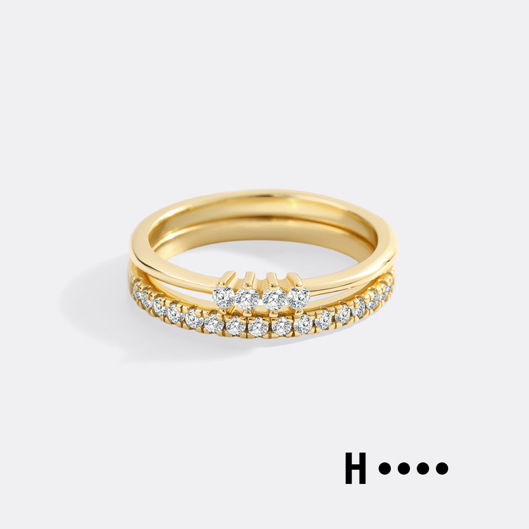 Morse Code and Micro Pave Eternity Ring Stacking Set