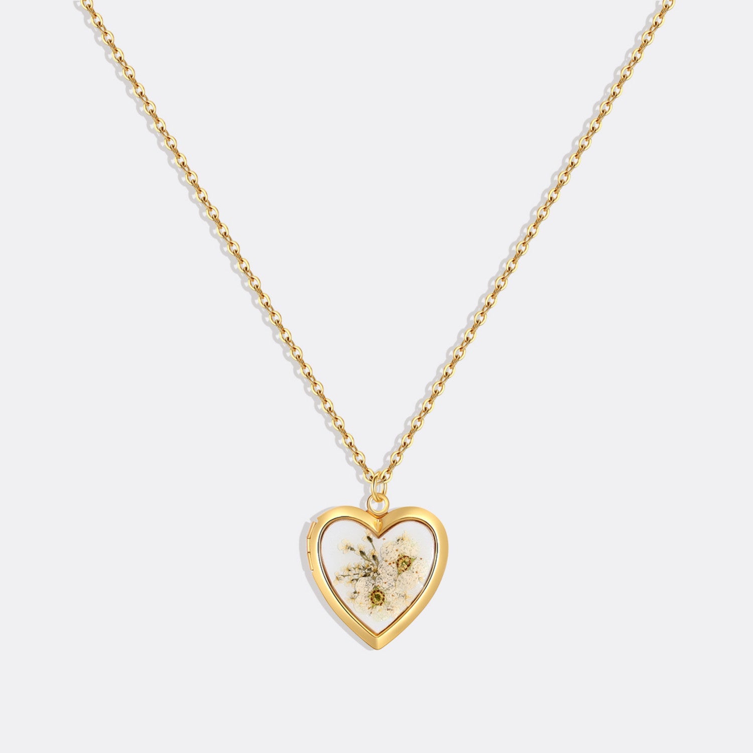 Handmade Pressed Flower Photo Heart Locket