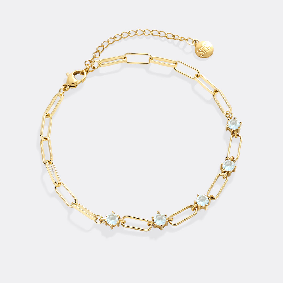 Paperclip Bracelet with Gemstone Accents