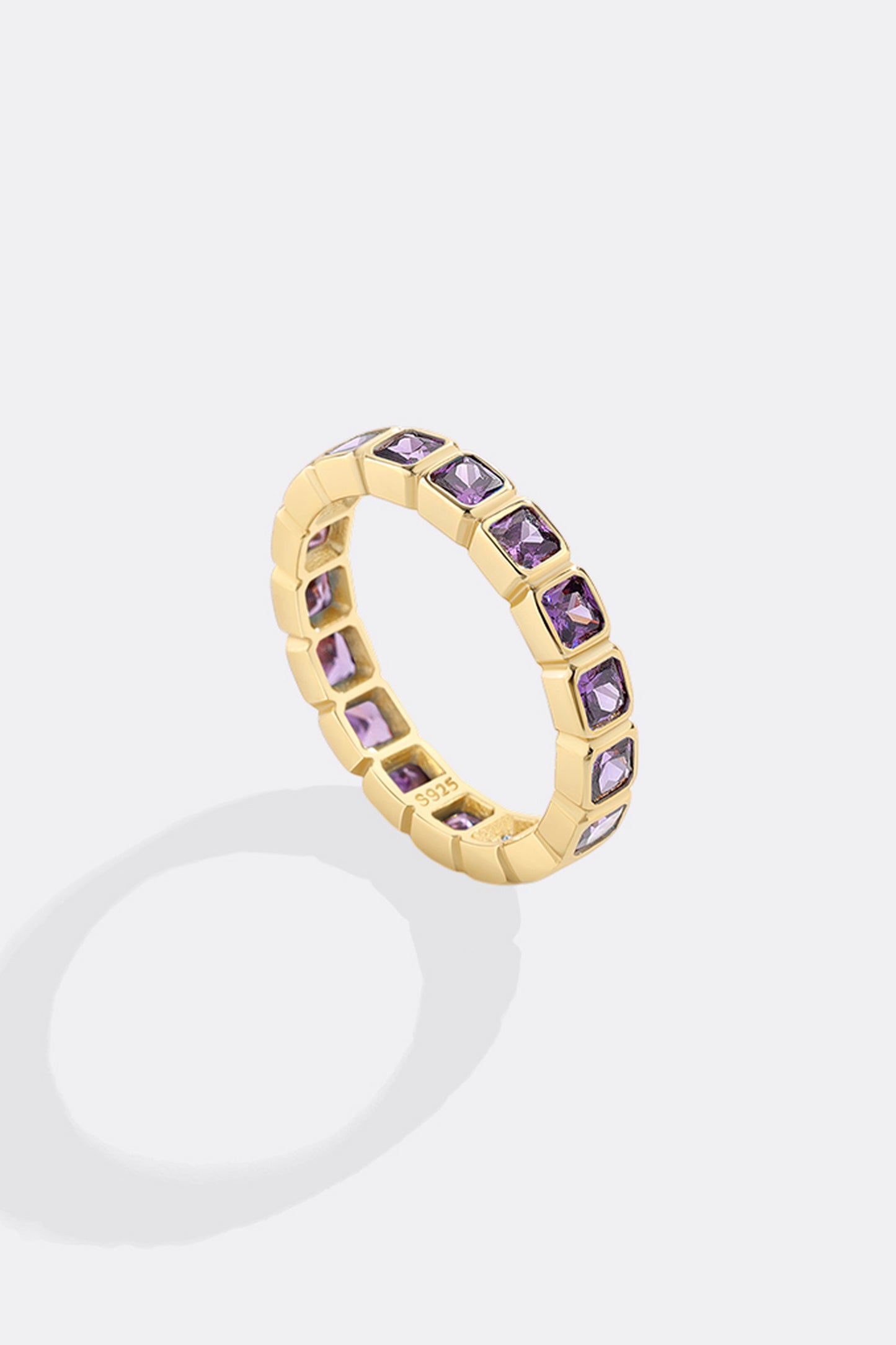 Emerald Cut Birthstone Eternity Ring