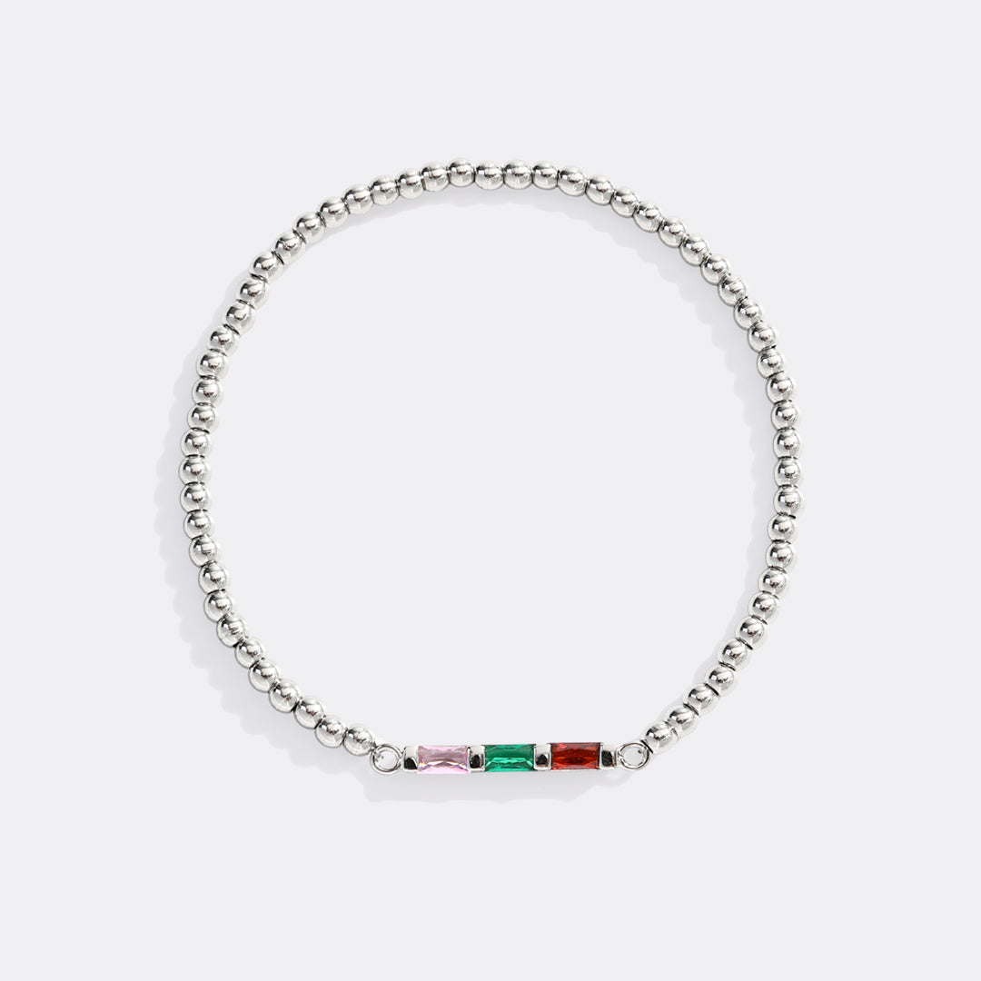 Personalized Baguette Birthstone Beaded Bracelet