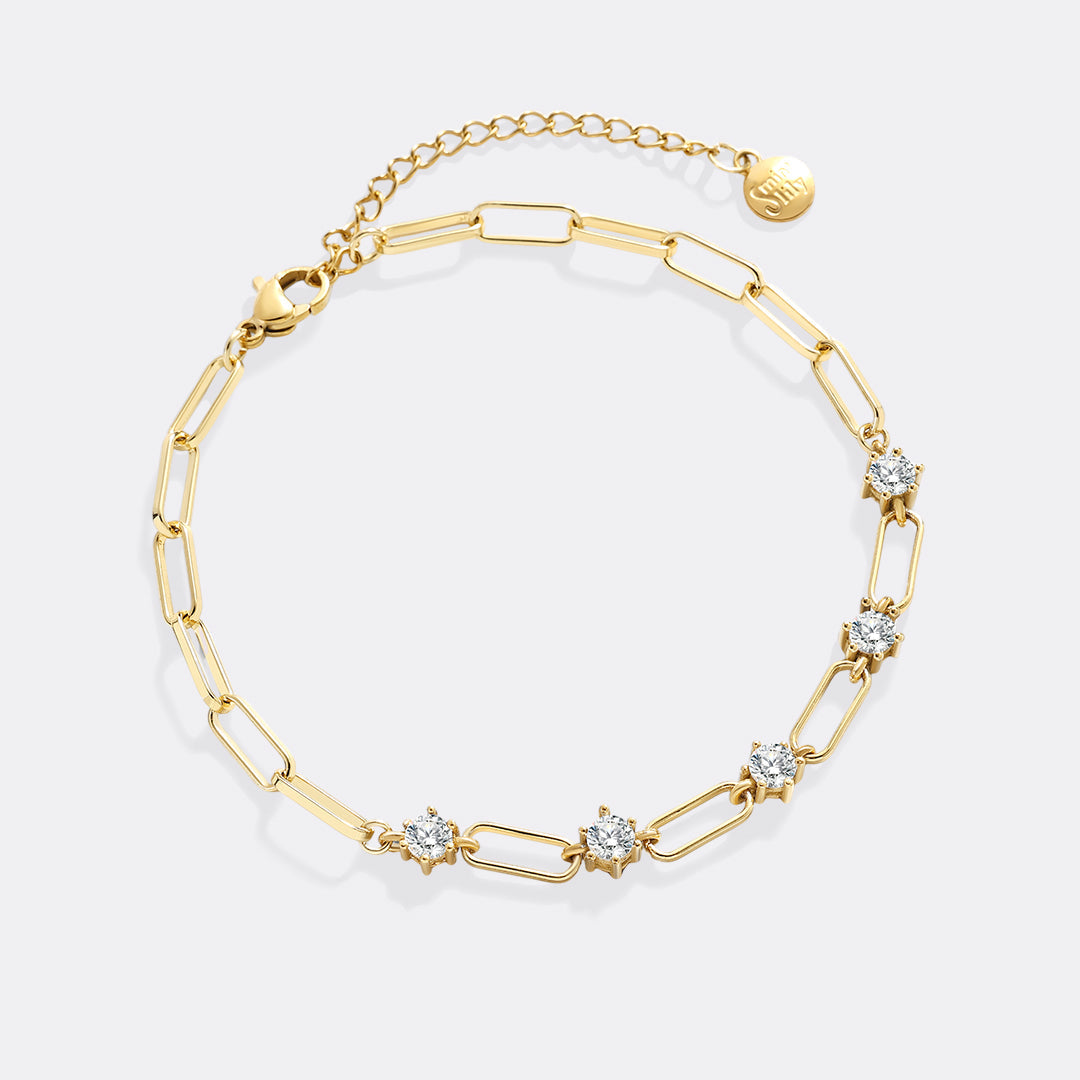 Paperclip Bracelet with Gemstone Accents