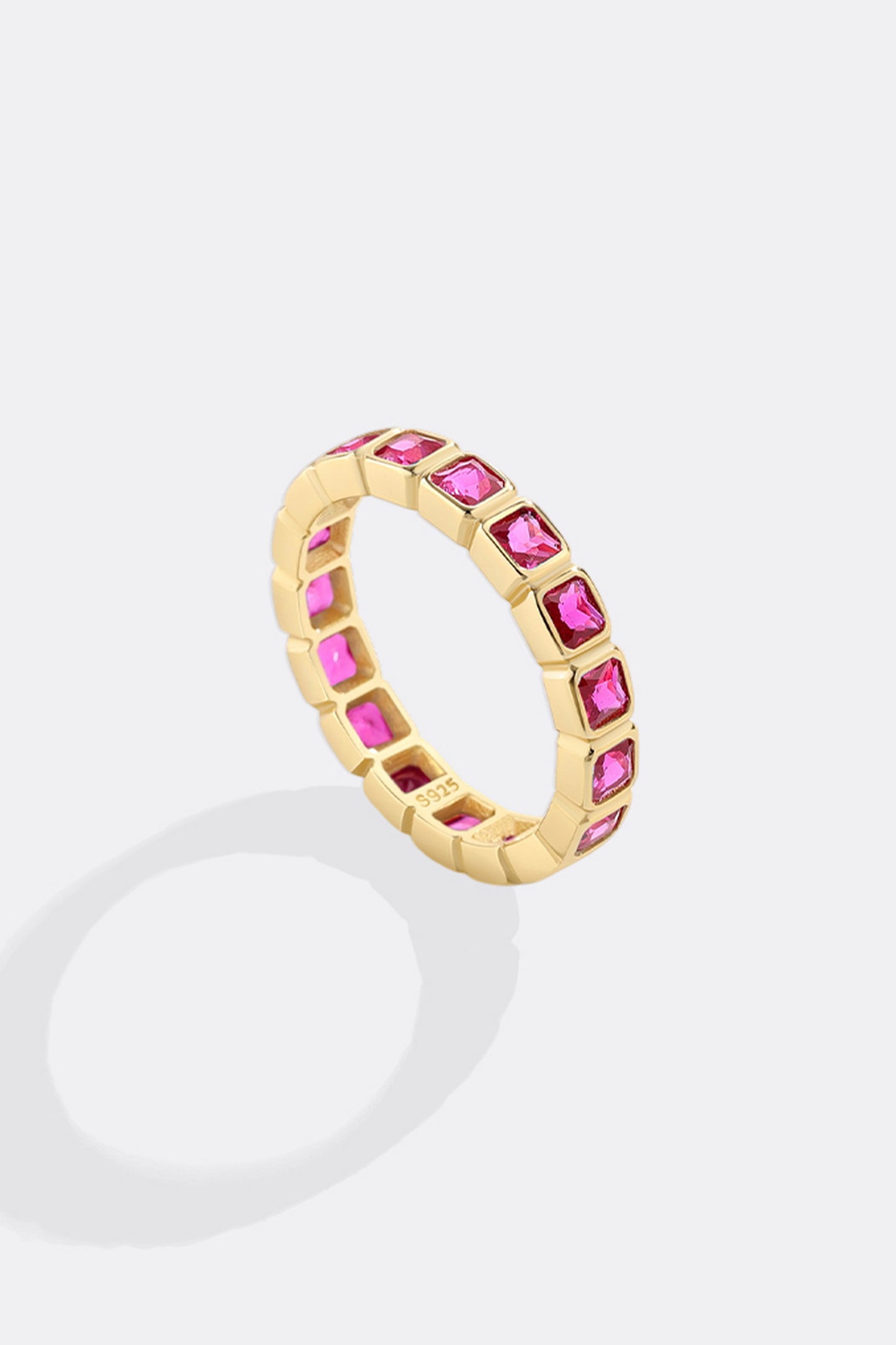 Emerald Cut Birthstone Eternity Ring