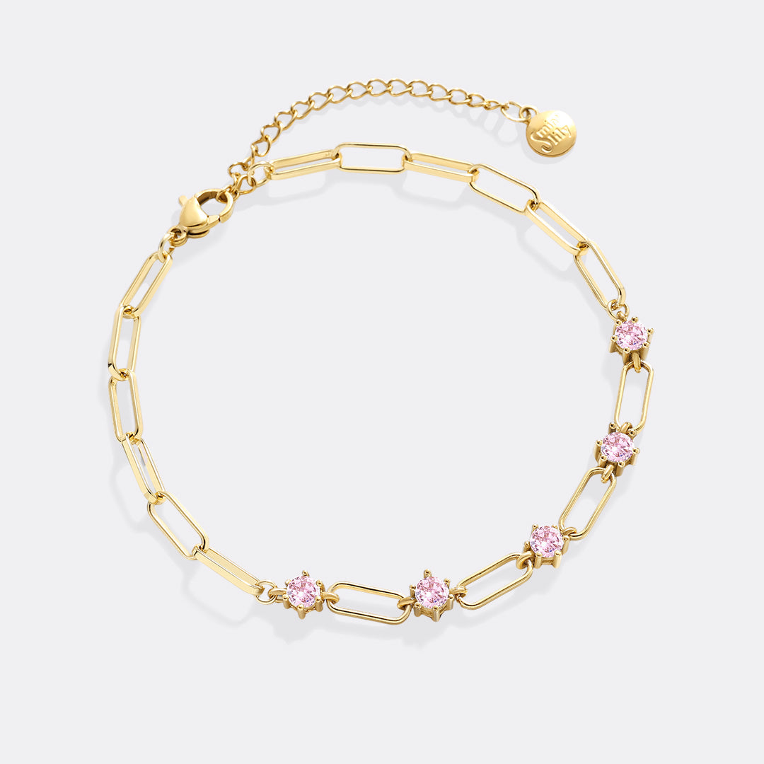 Paperclip Bracelet with Gemstone Accents