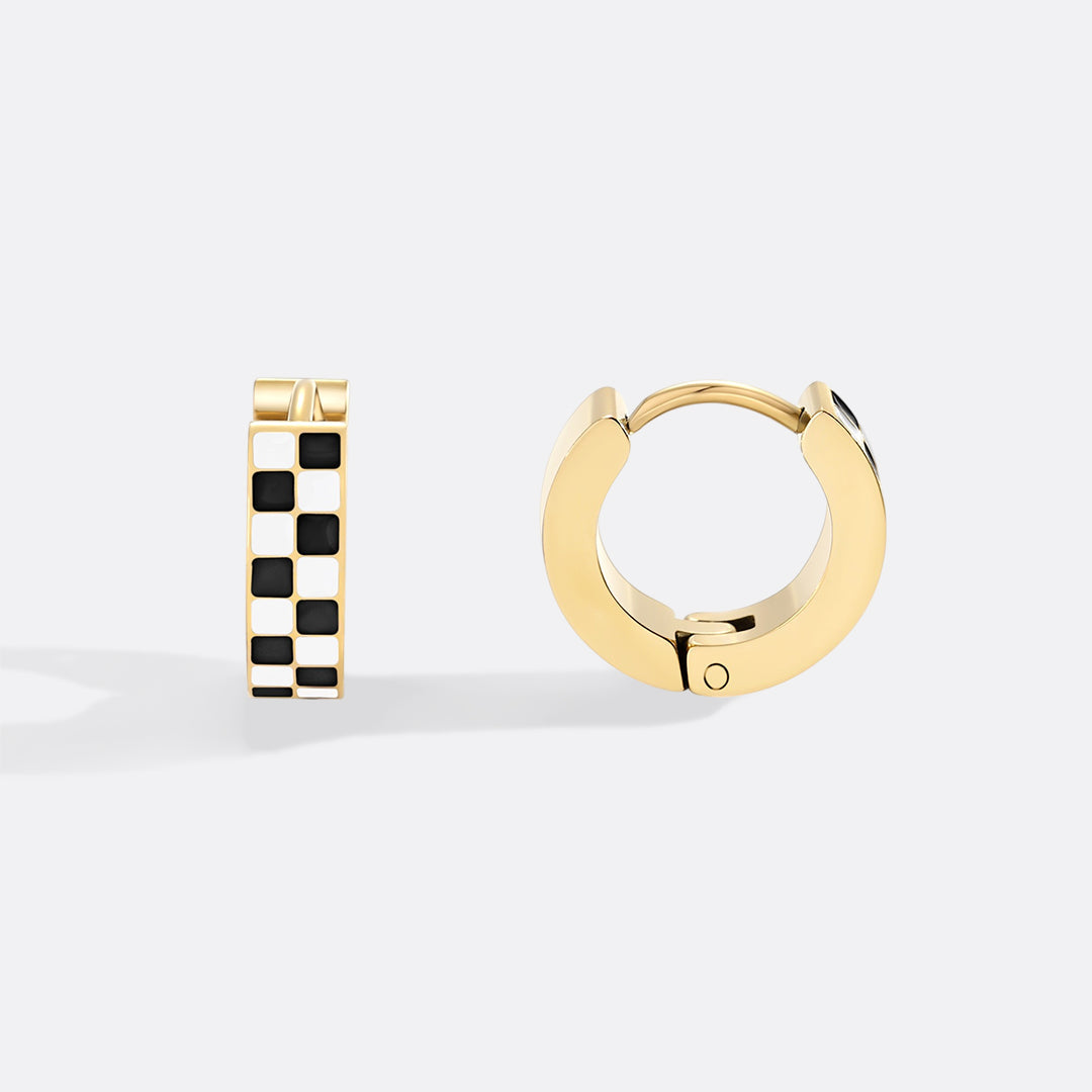 Checkered Hoop Earrings