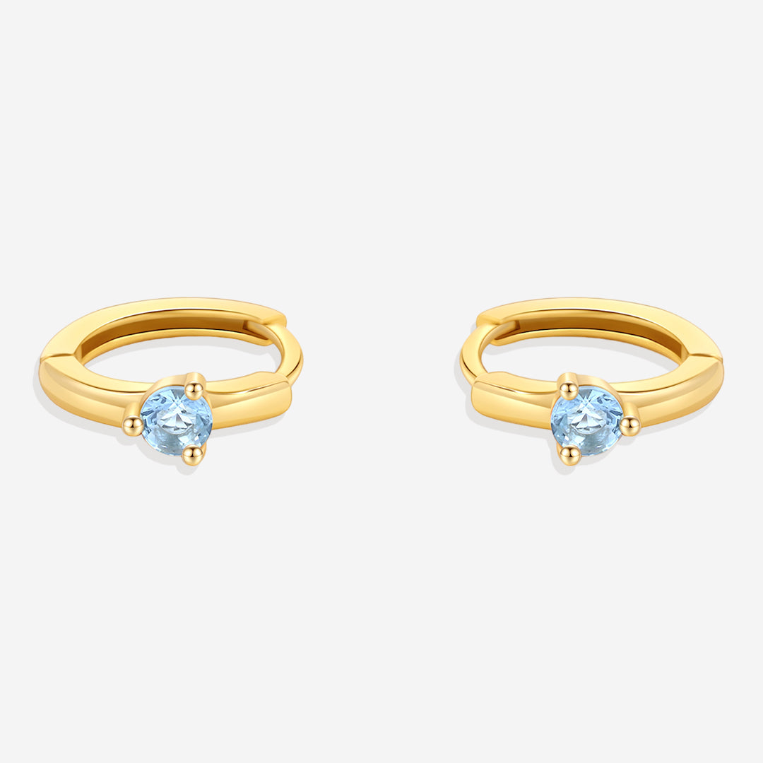 Solitaire Birthstone Huggie Hoop Earrings