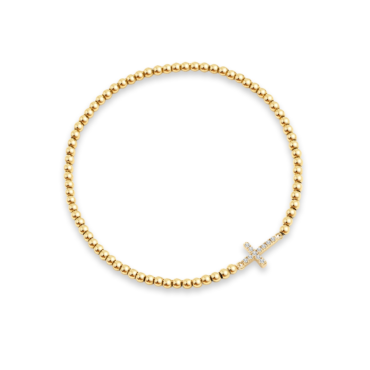 Gold Beaded Cross Stretch Bracelet
