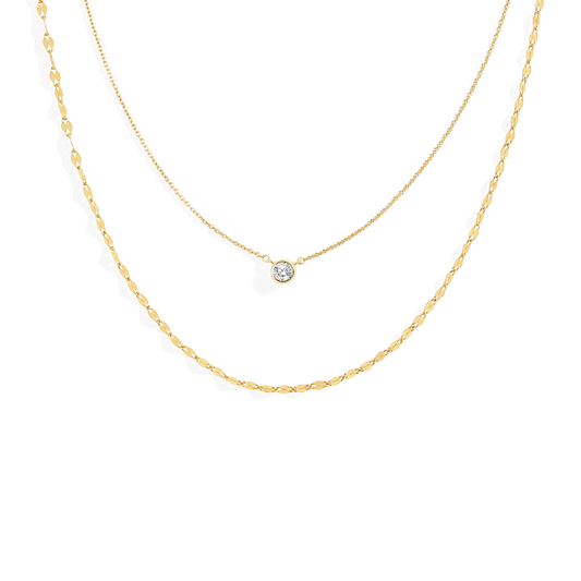 Classic Bezel Necklace and Petal Chain Set