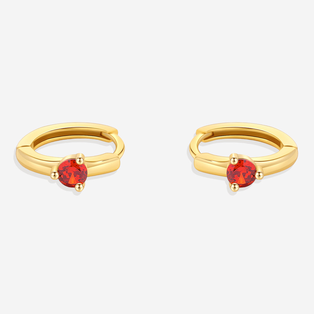 Solitaire Birthstone Huggie Hoop Earrings