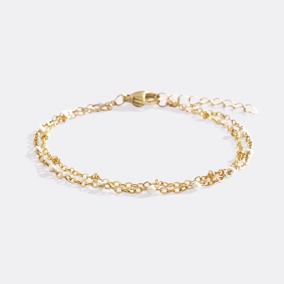 Dainty Double Chain Beaded Bracelet