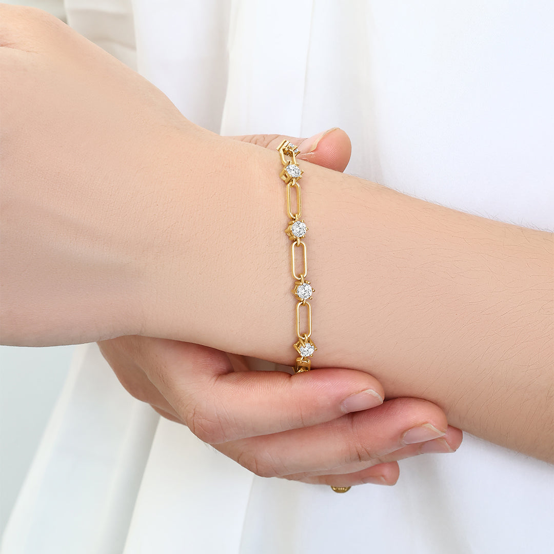 Paperclip Bracelet with Gemstone Accents
