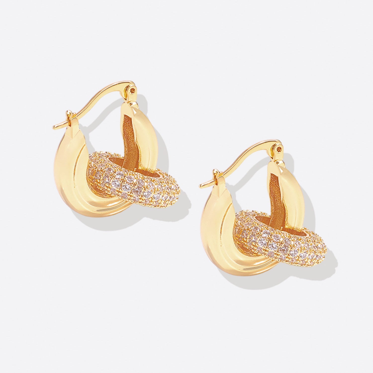 Pave Interlock Hoop Earrings