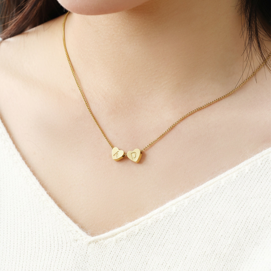 Dainty Heart Stacking Initial Necklace