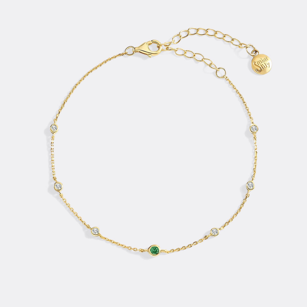 May Birthstone Station Bracelet