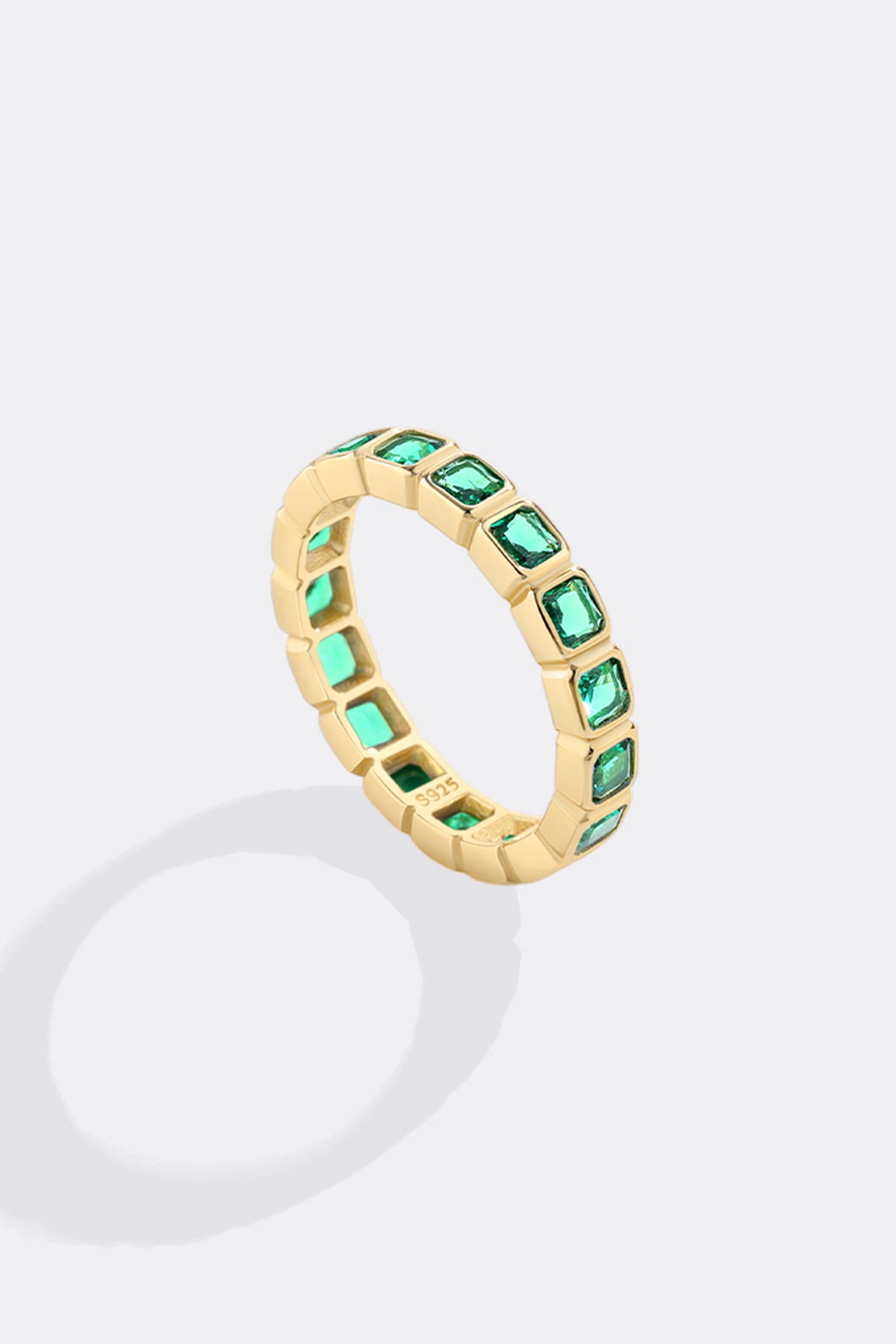 Emerald Cut Birthstone Eternity Ring
