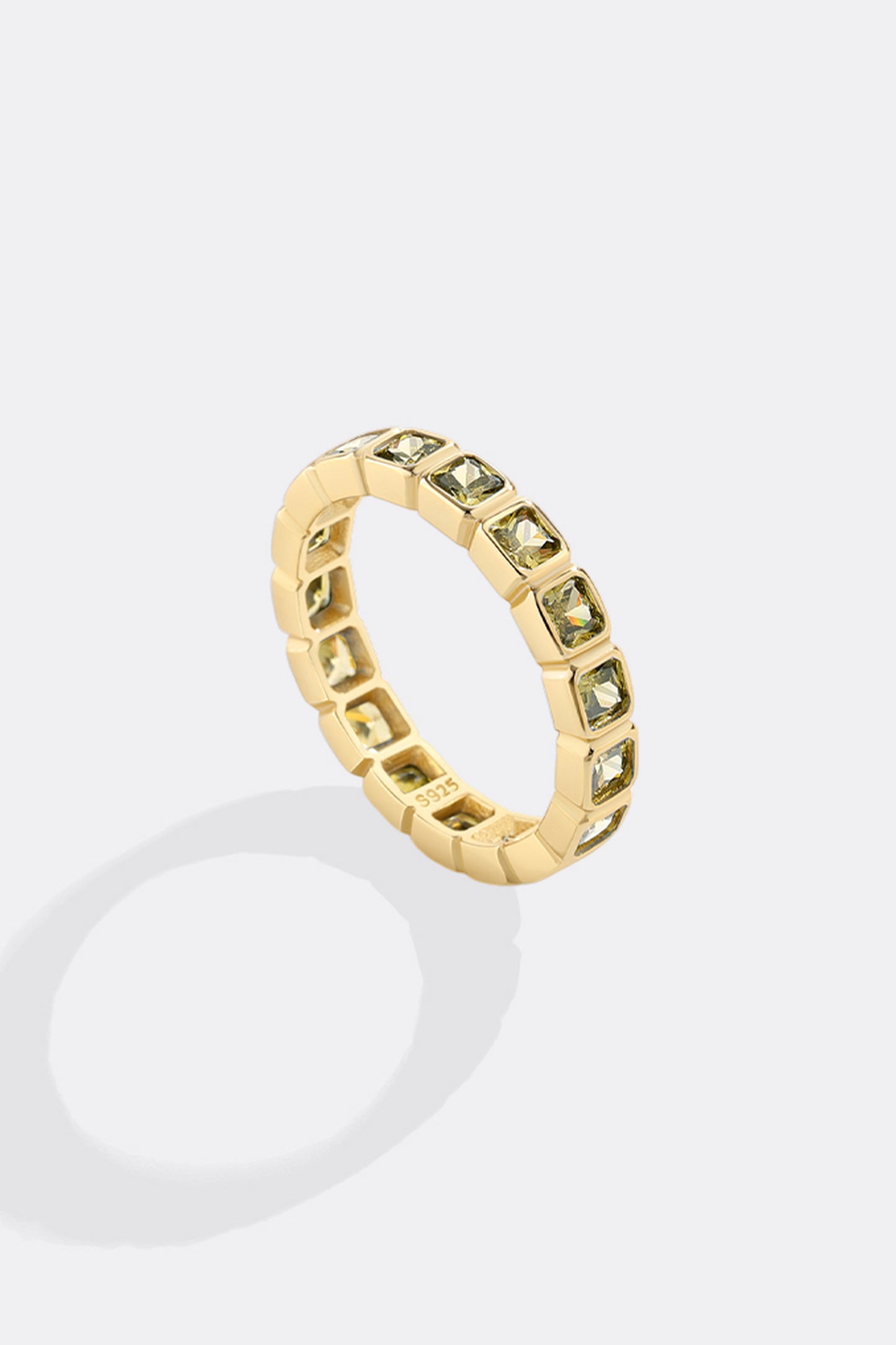 Emerald Cut Birthstone Eternity Ring