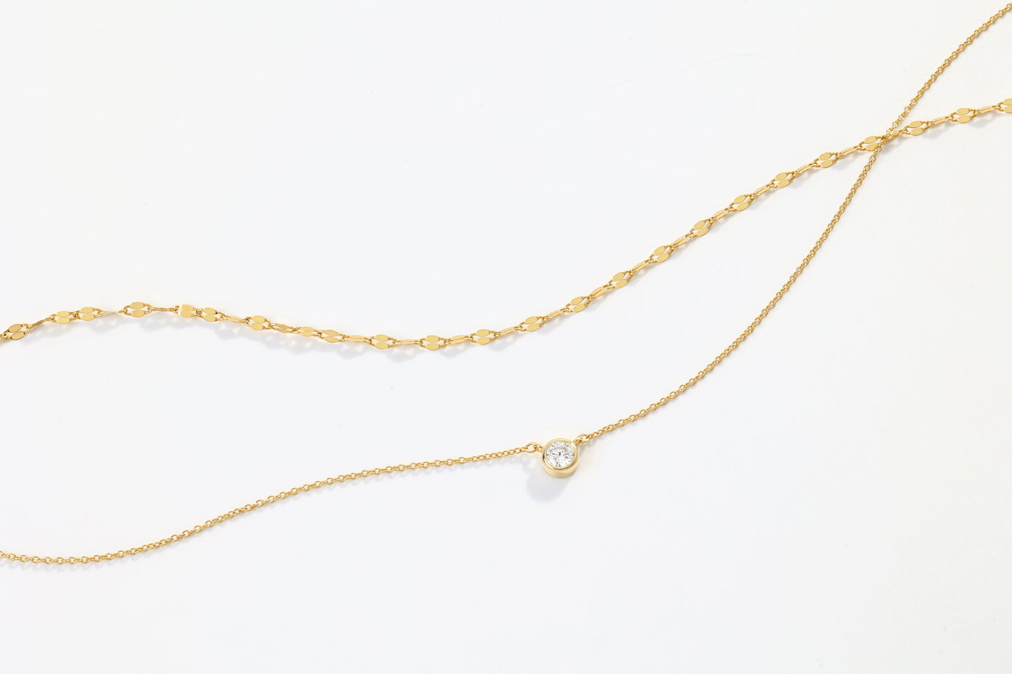 Classic Bezel Necklace and Petal Chain Set