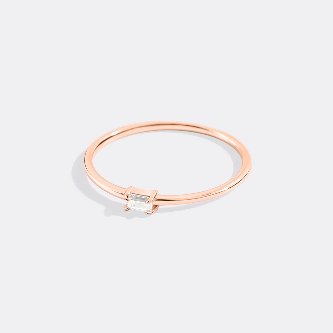 Dainty Baguette Birthstone Stacking Ring