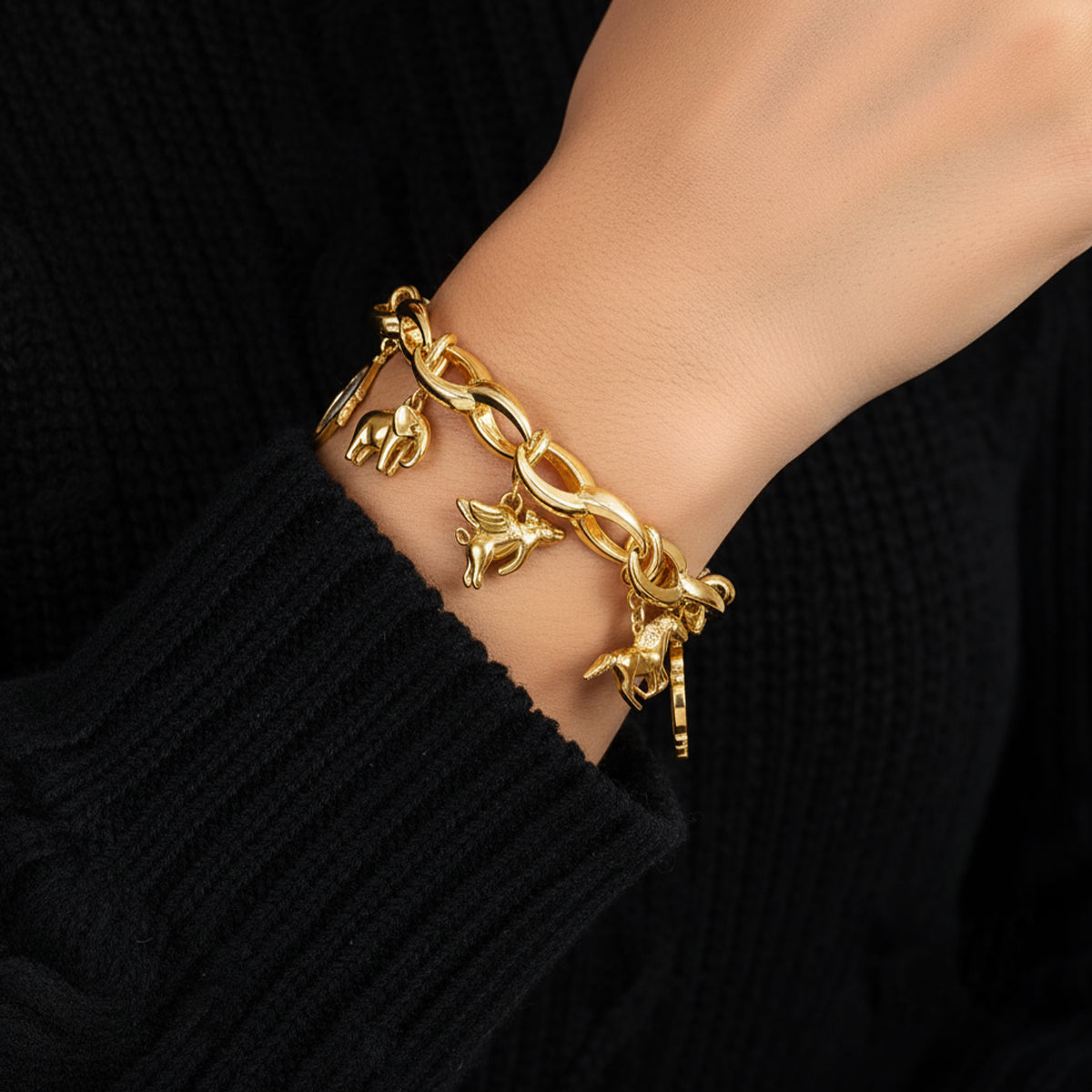 Bold Cable Link Charm Bracelet