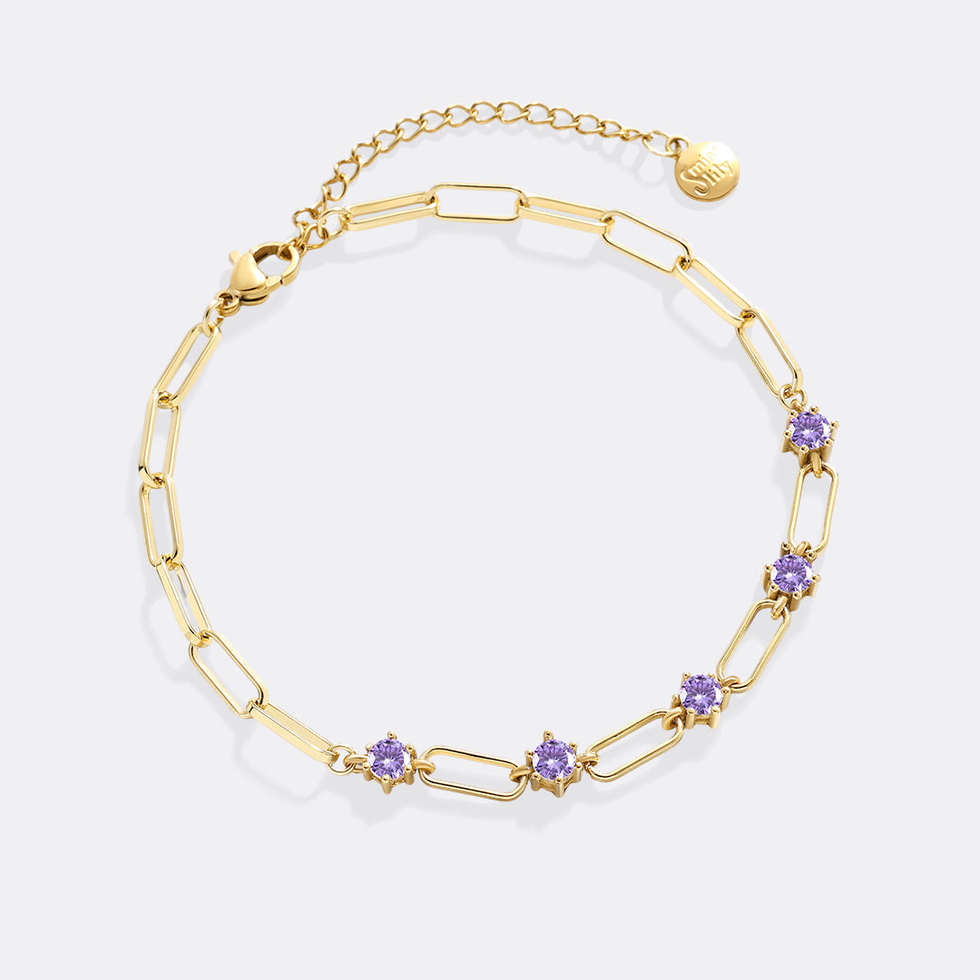 Paperclip Bracelet with Gemstone Accents