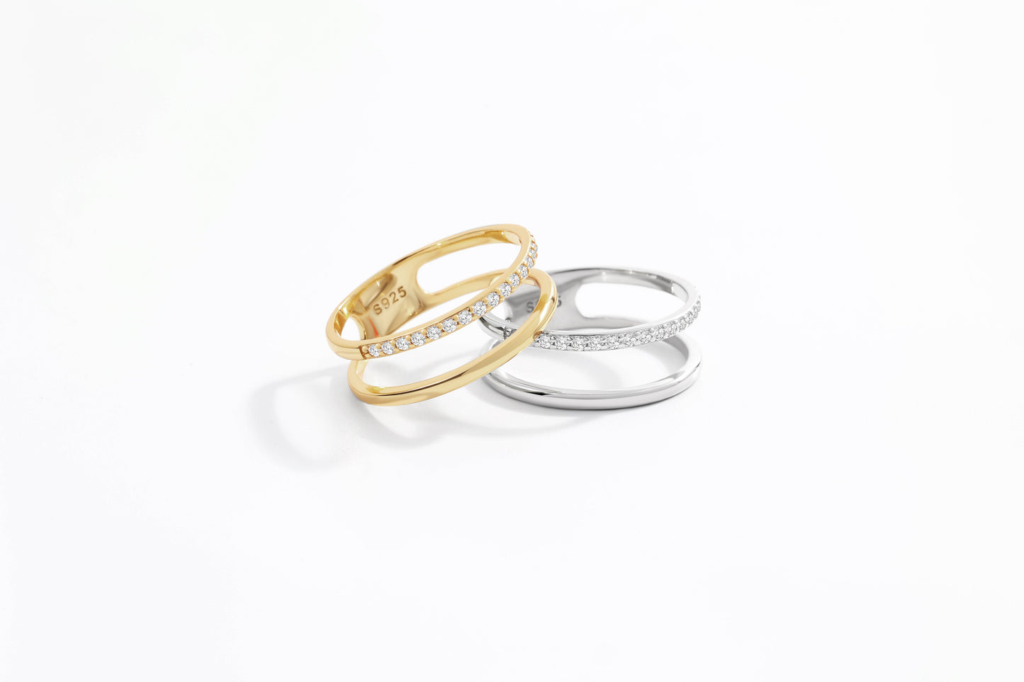 Double Band Pave Ring