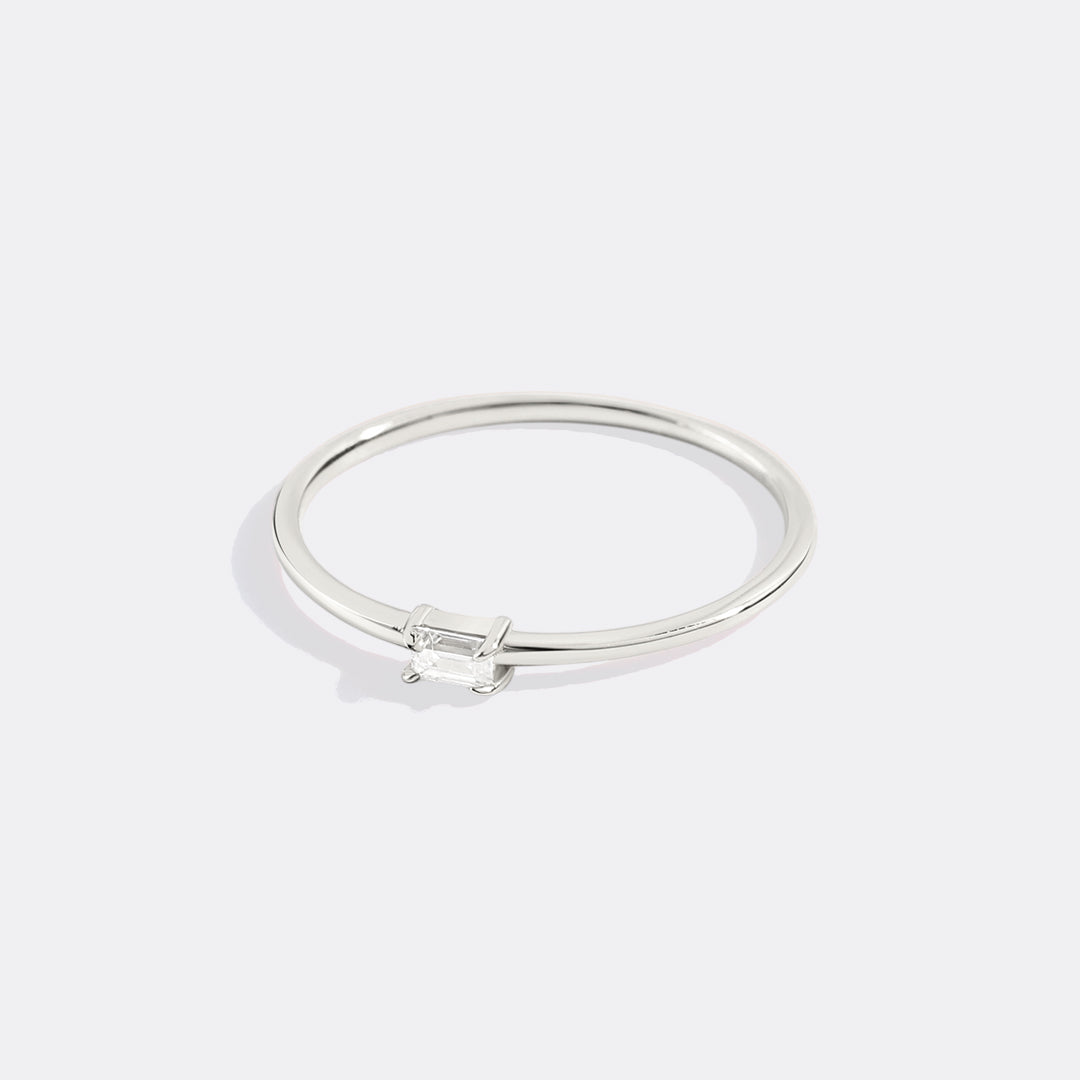 Dainty Baguette Birthstone Stacking Ring