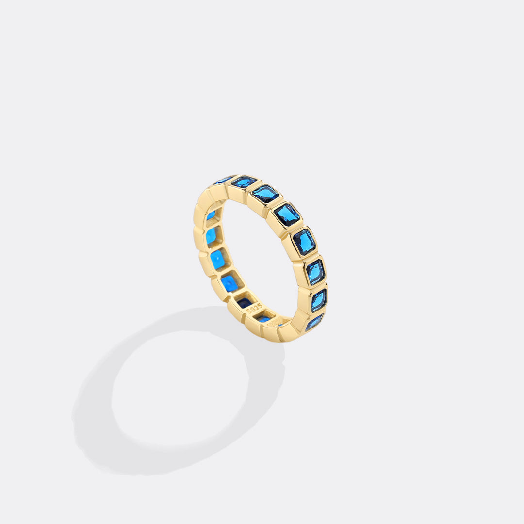 Emerald Cut Birthstone Eternity Ring