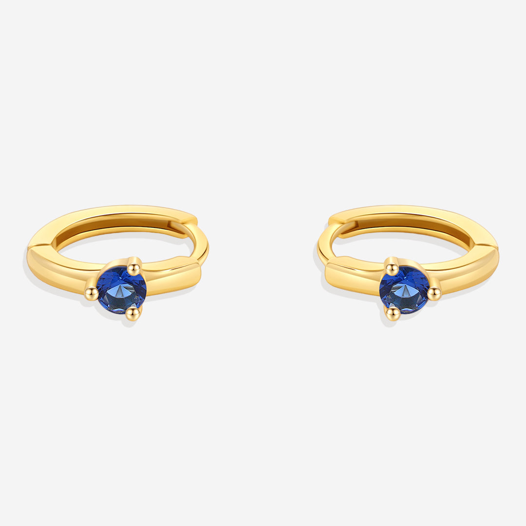 Solitaire Birthstone Huggie Hoop Earrings