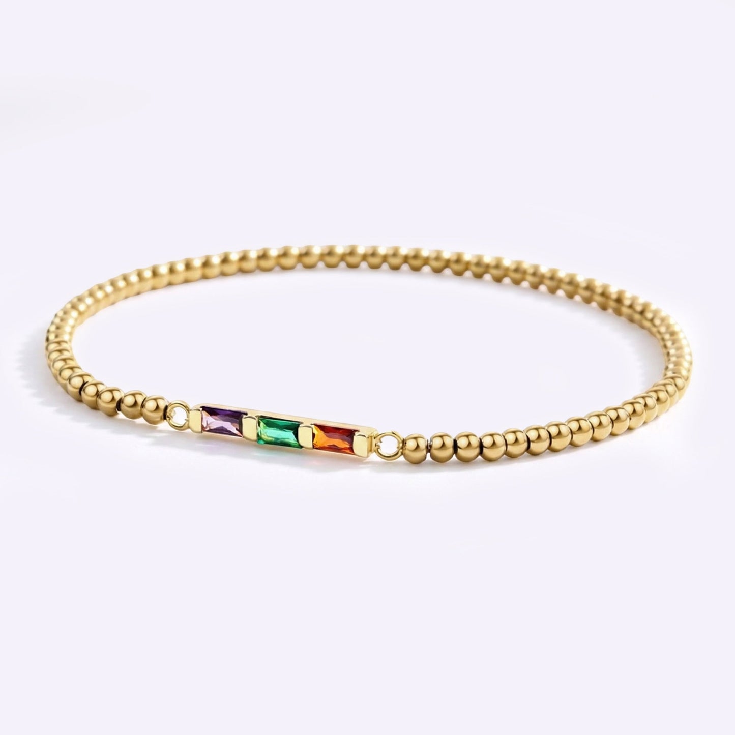 Personalized Baguette Birthstone Beaded Bracelet
