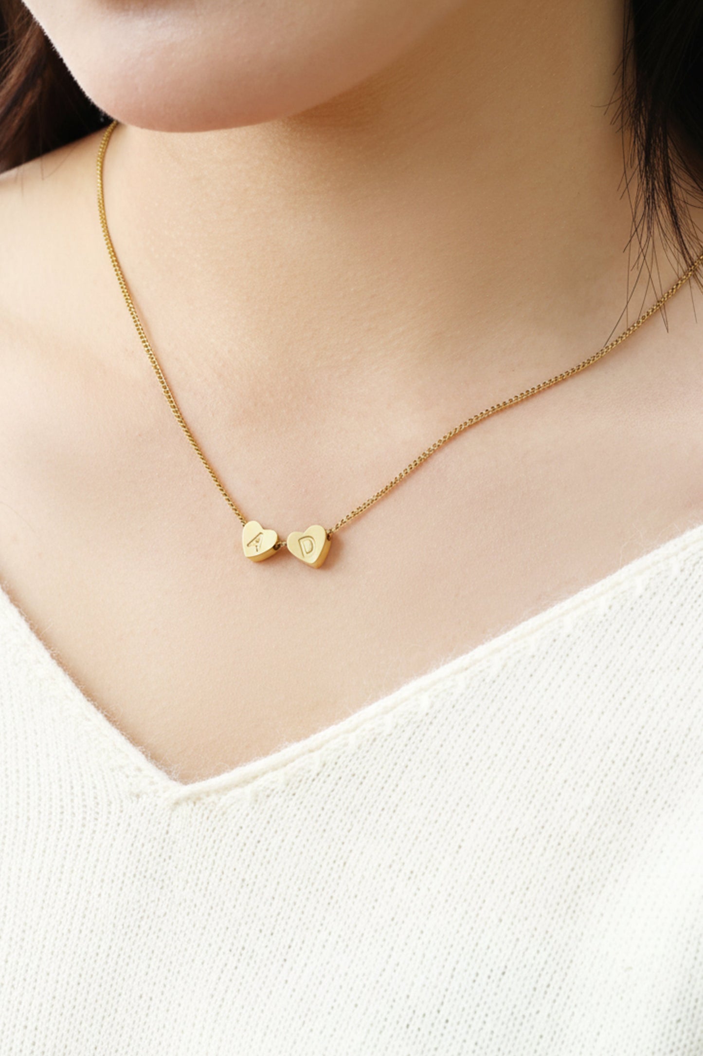 Dainty Heart Stacking Initial Necklace