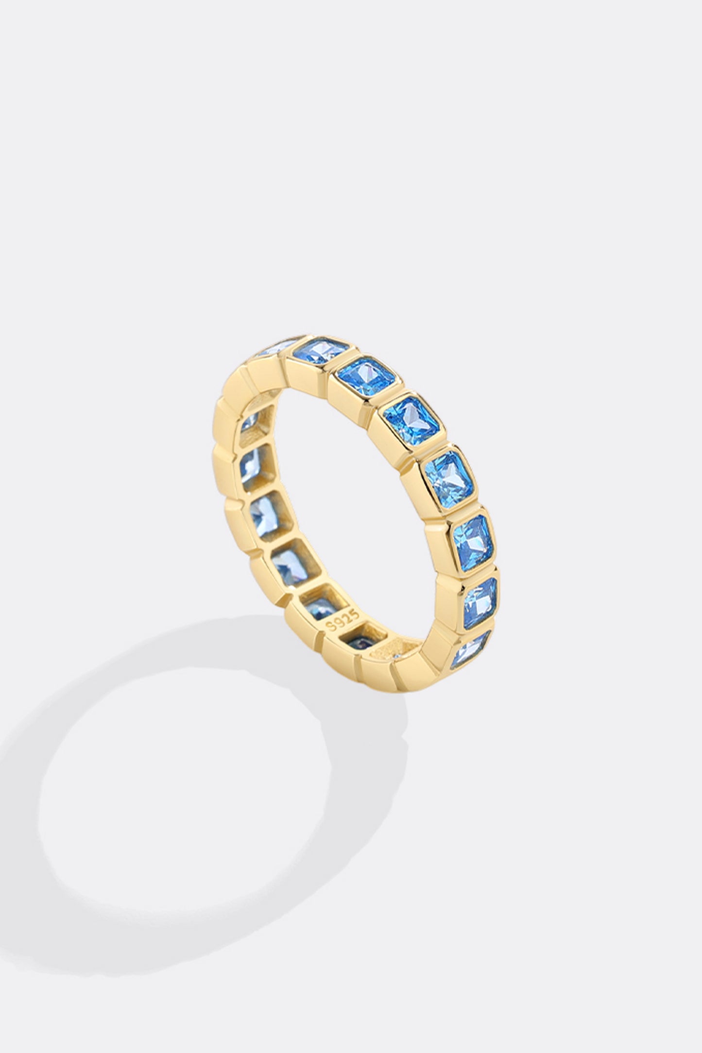 Emerald Cut Birthstone Eternity Ring