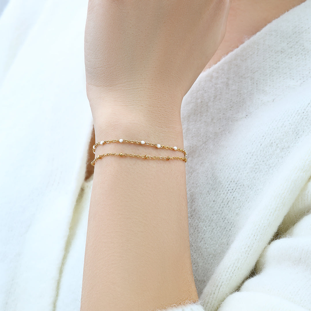 Dainty Double Chain Beaded Bracelet