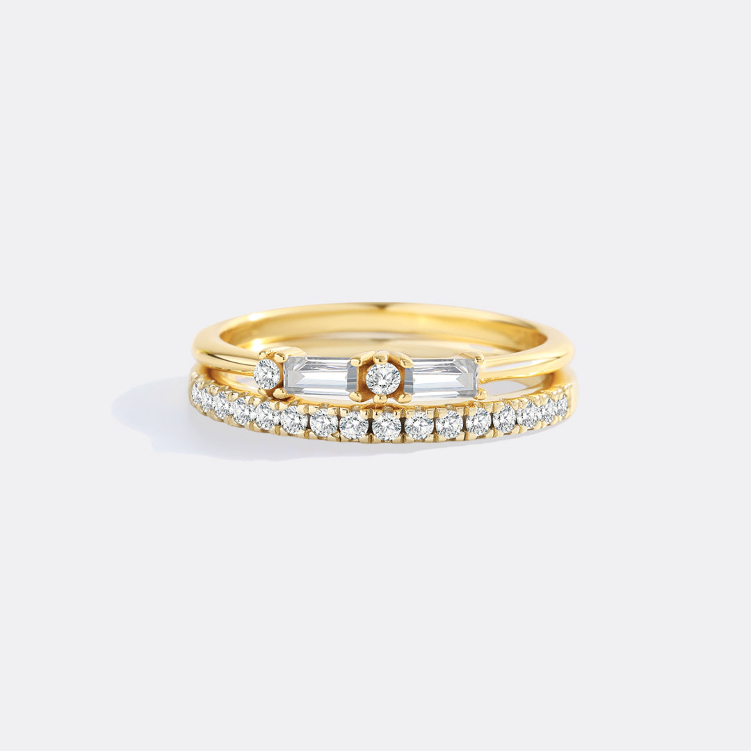 Morse Code and Micro Pave Eternity Ring Stacking Set