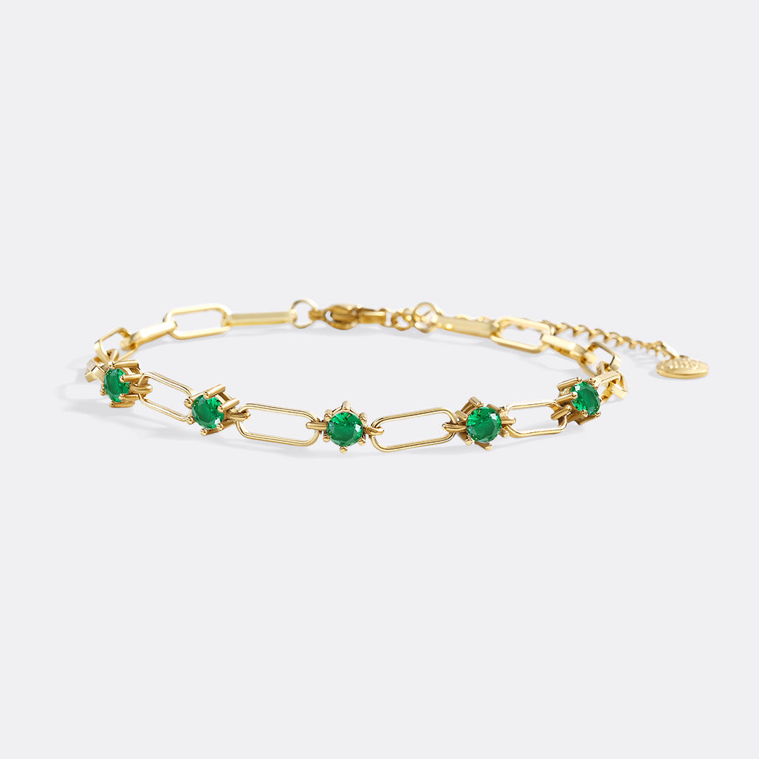 Paperclip Bracelet with Gemstone Accents