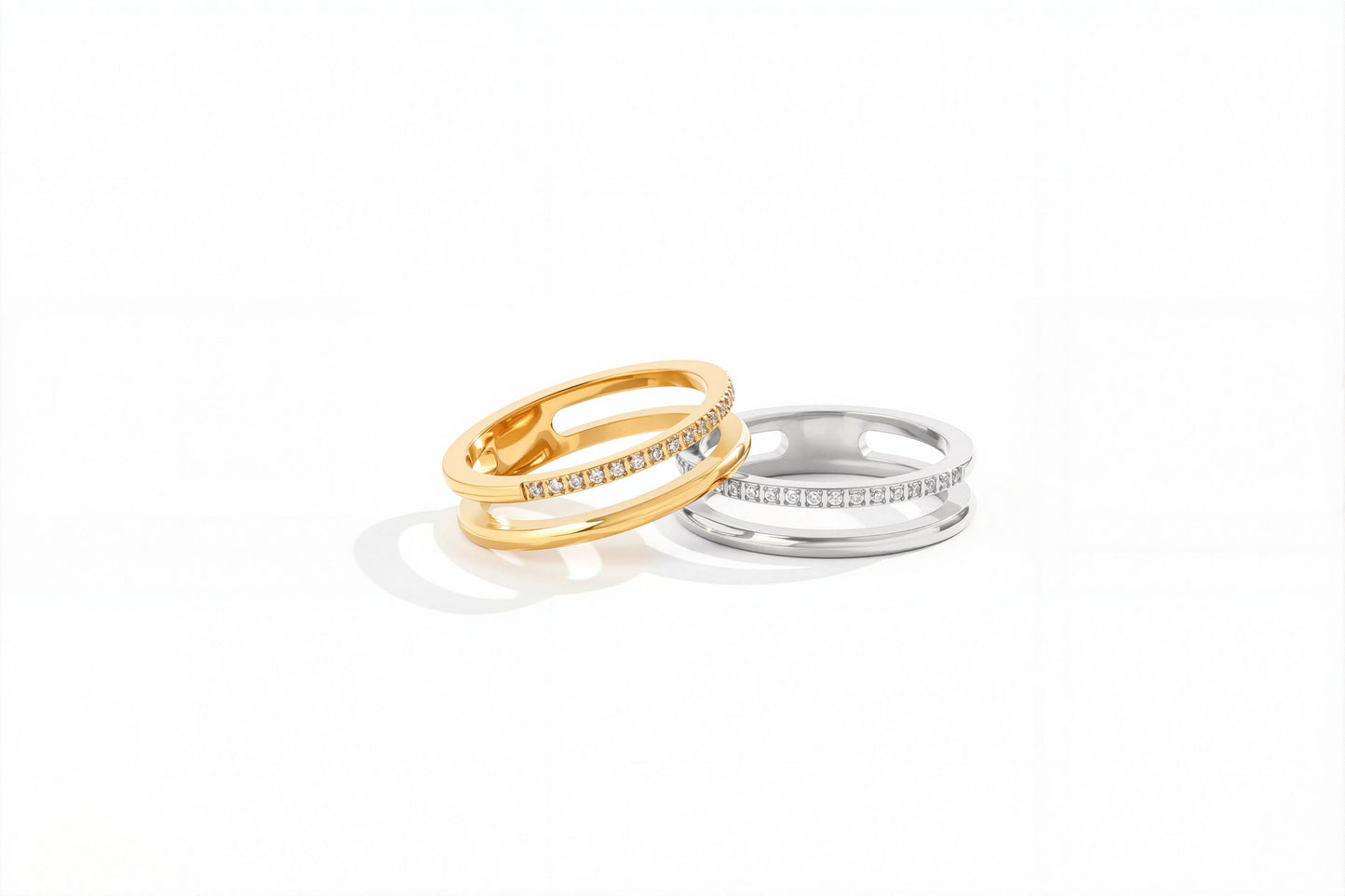 Double Band Pave Ring