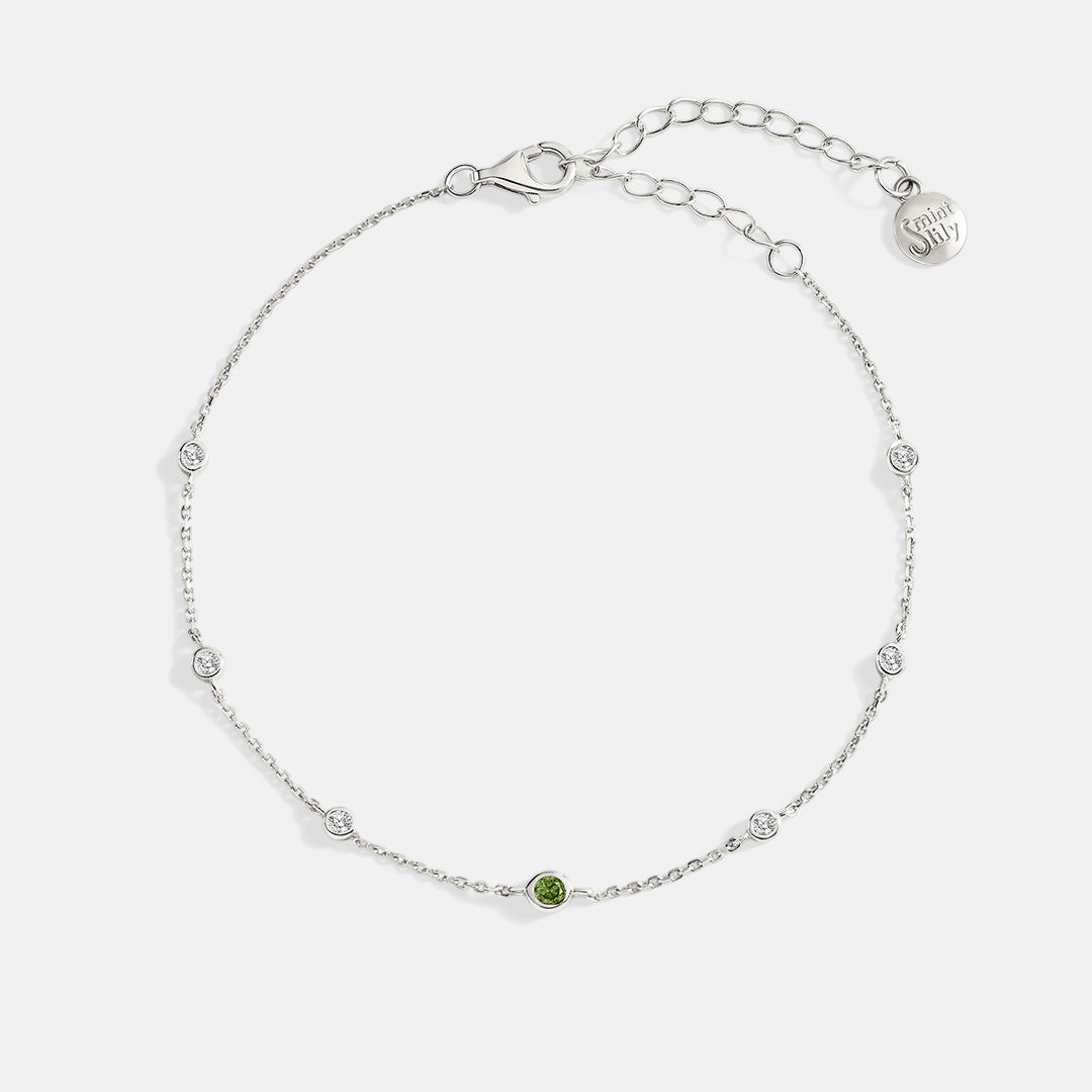 August Birthstone Station Bracelet