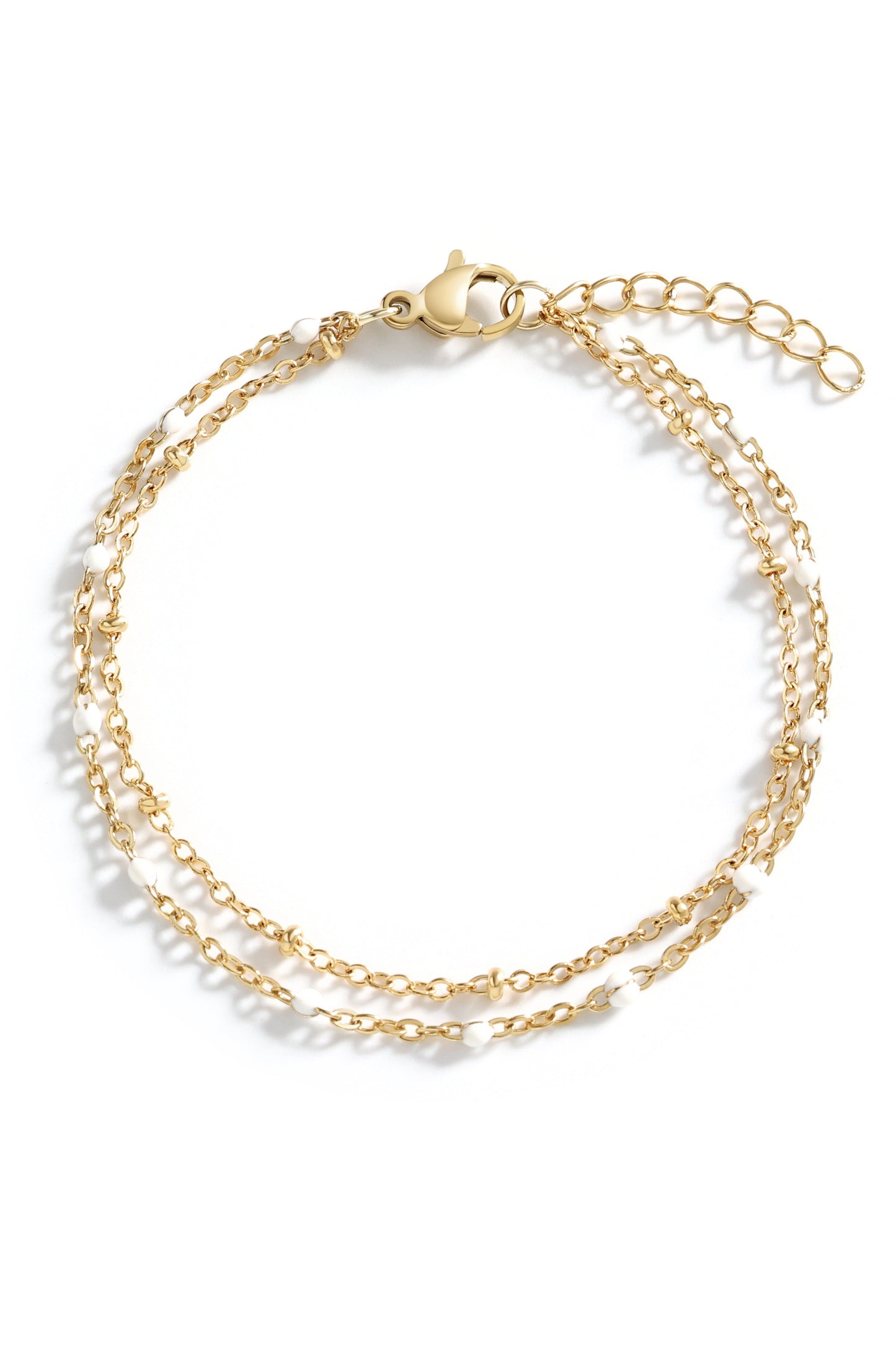 Dainty Double Chain Beaded Bracelet