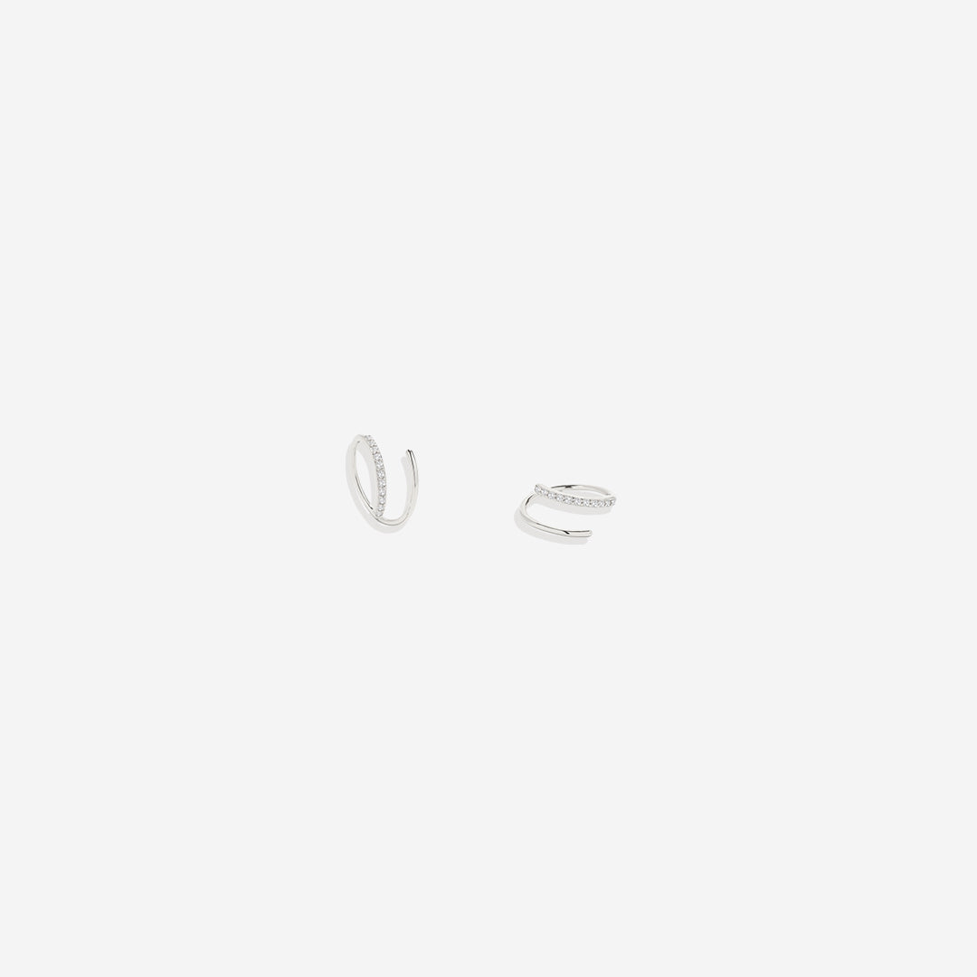 Double Loop Huggie Hoop Earrings