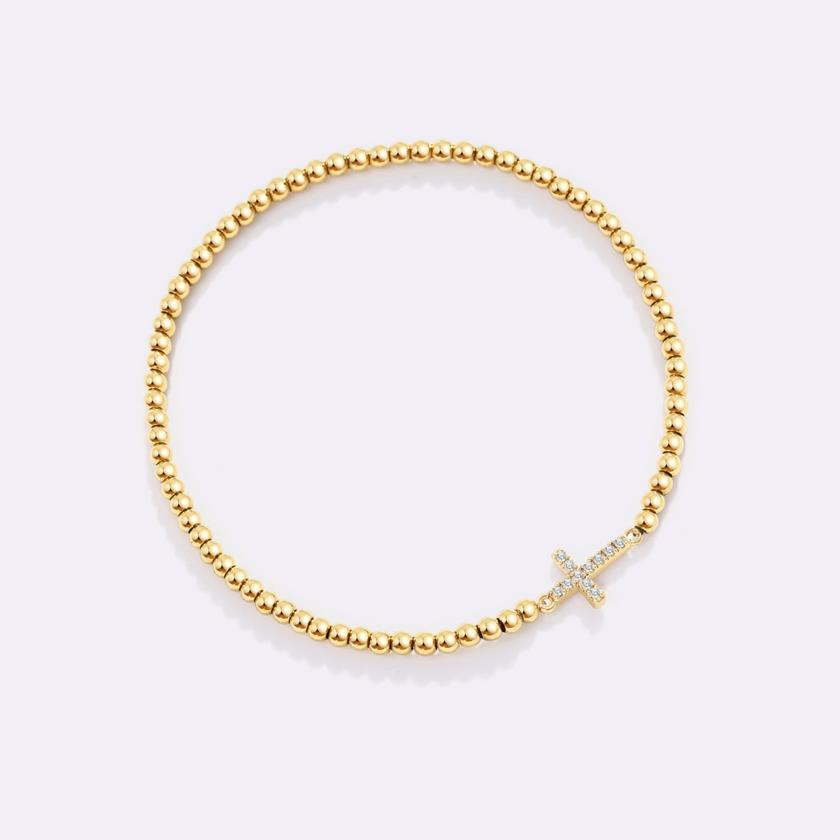 Gold Beaded Cross Stretch Bracelet