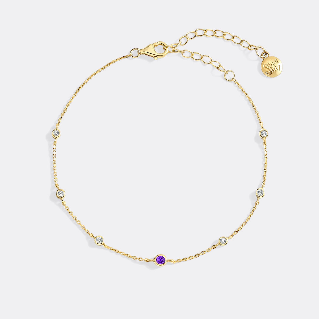 February Birthstone Station Bracelet