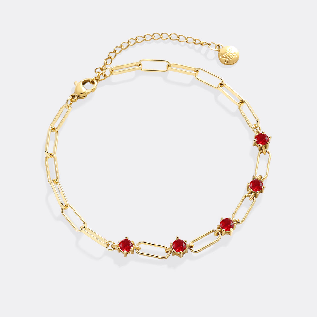 Paperclip Bracelet with Gemstone Accents