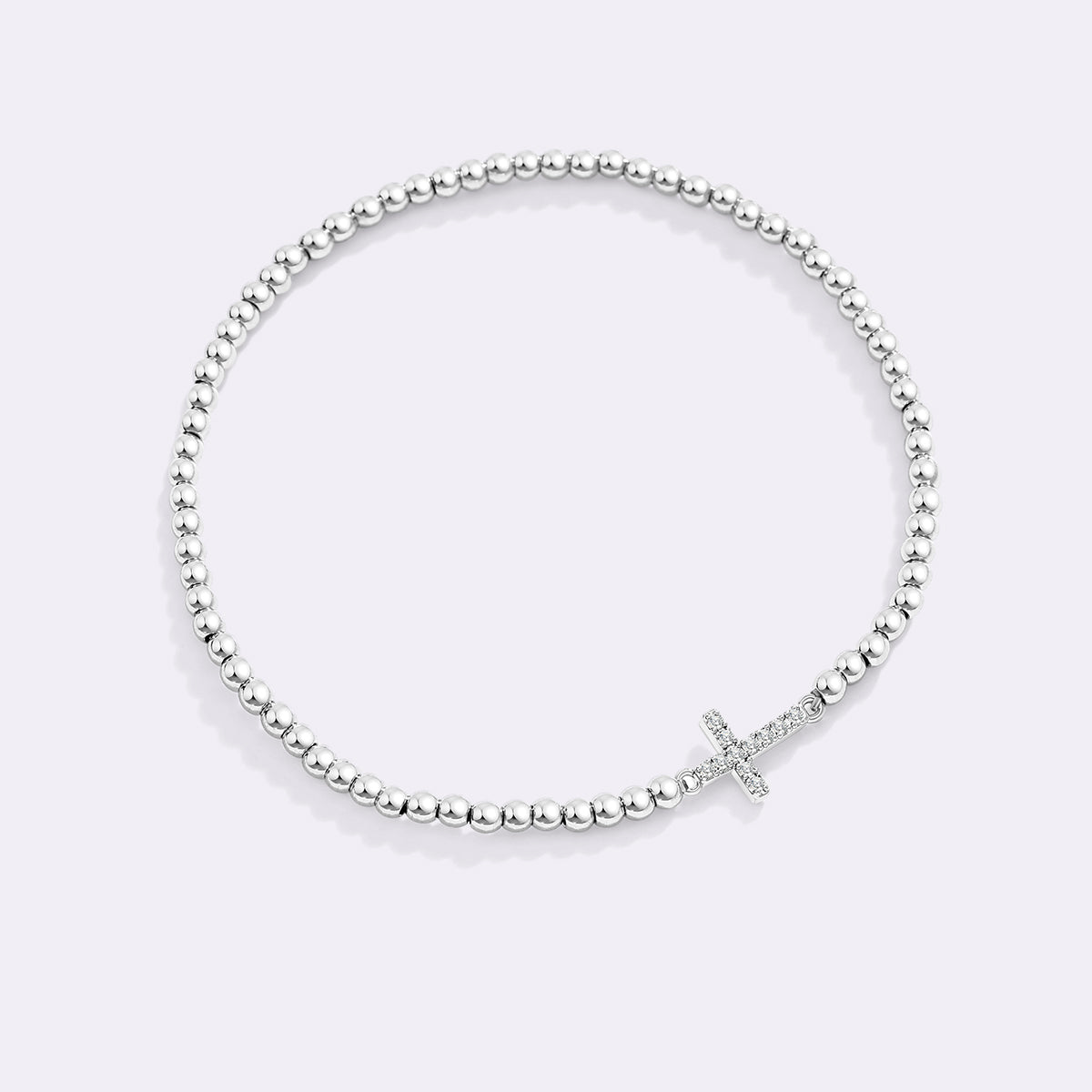 Gold Beaded Cross Stretch Bracelet