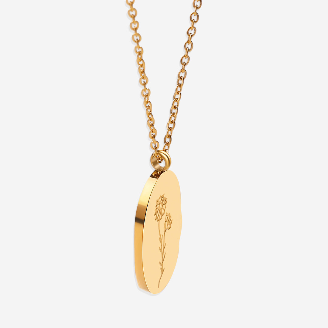 Gold Birth Flower Pendant Necklace