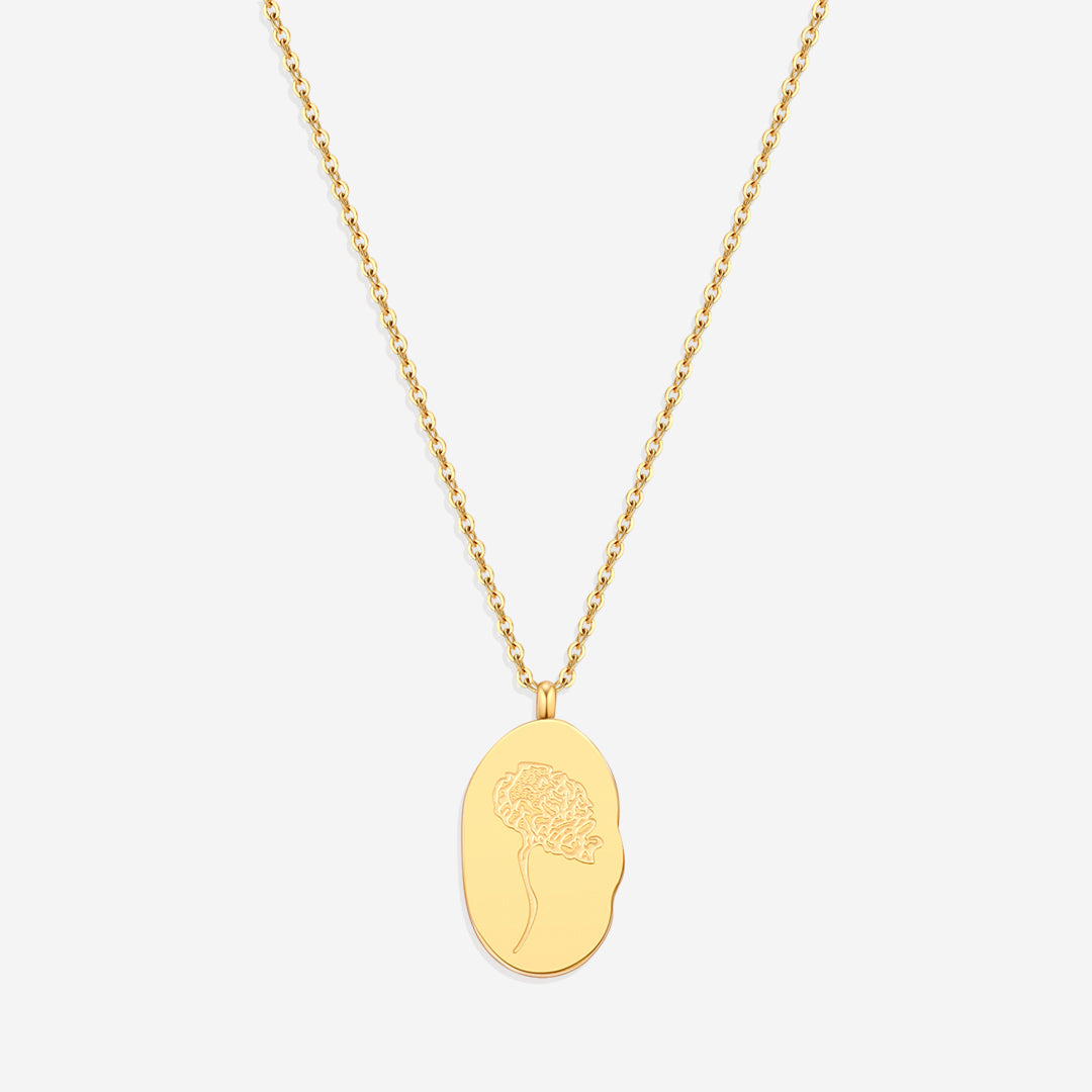 Gold Birth Flower Pendant Necklace