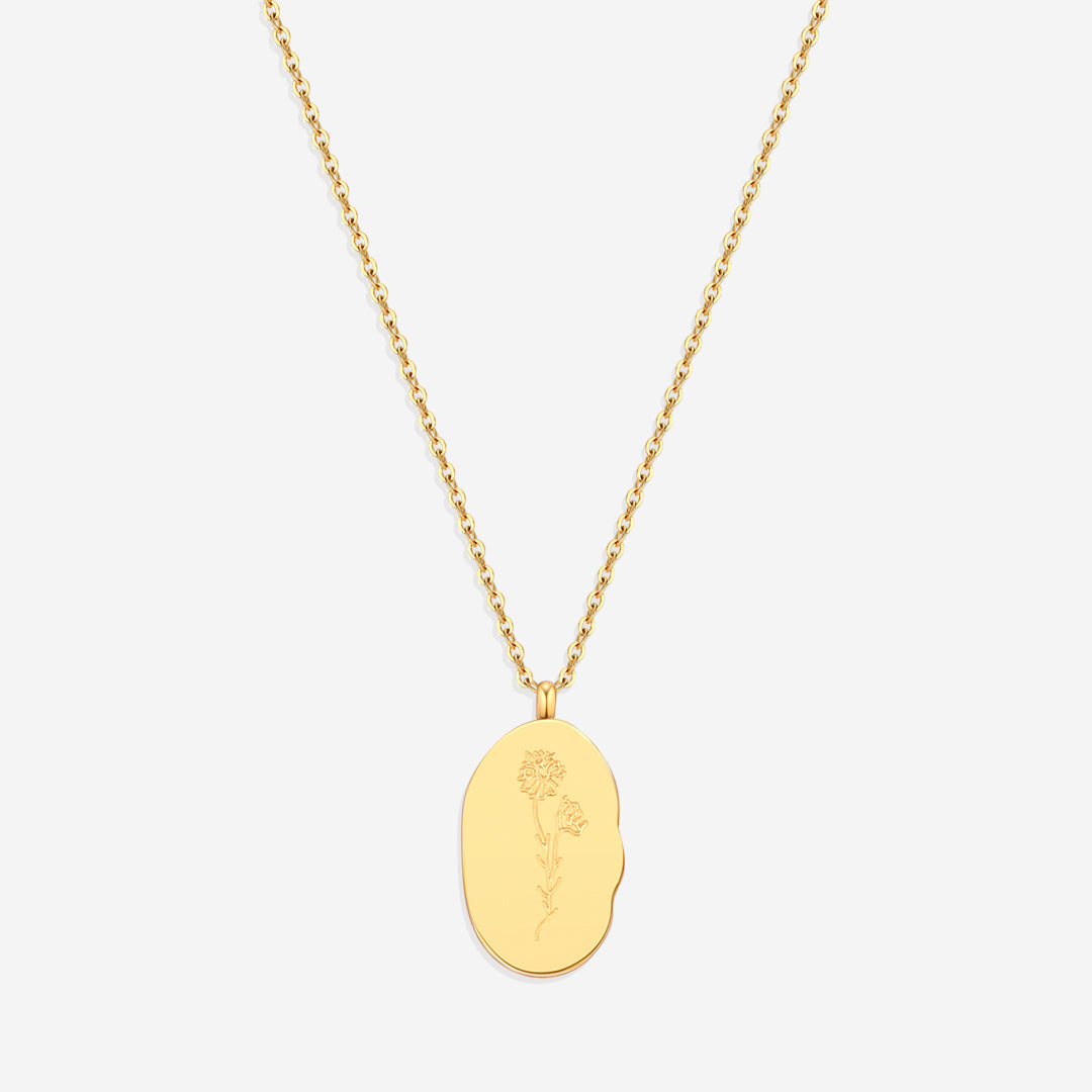 Gold Birth Flower Pendant Necklace