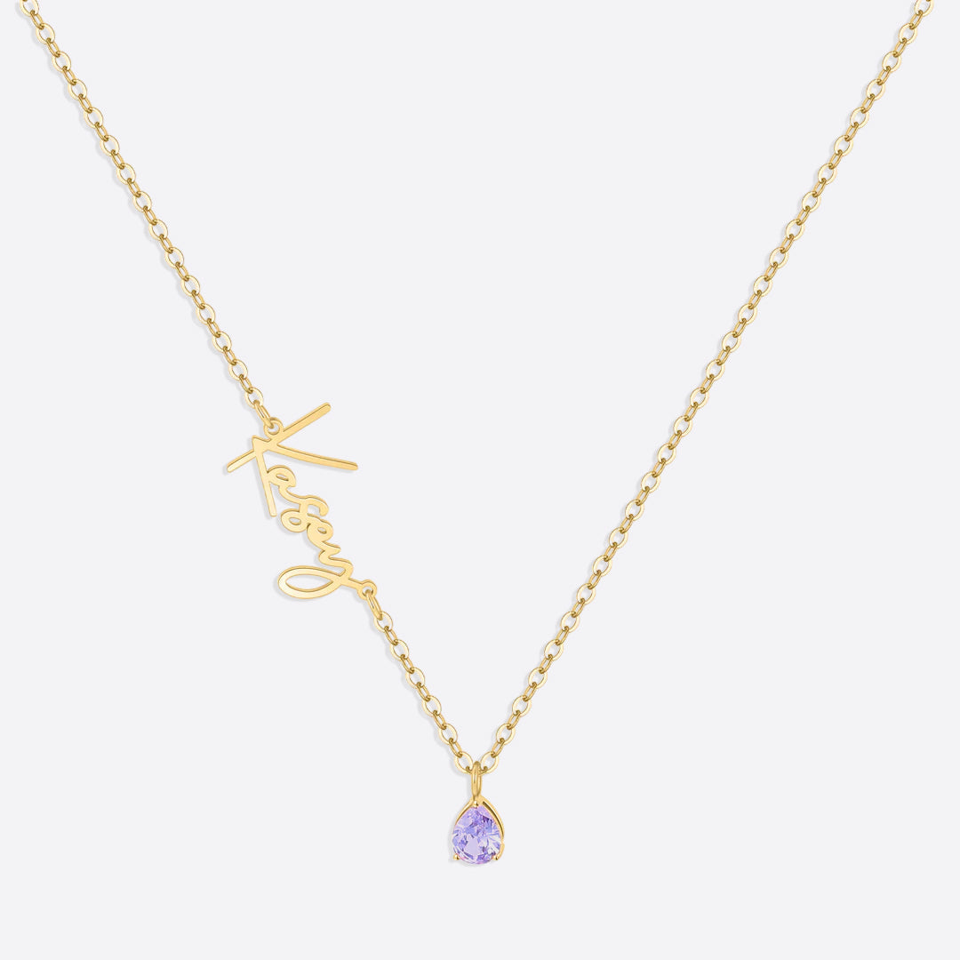 Handmade Birthstone Name Necklace